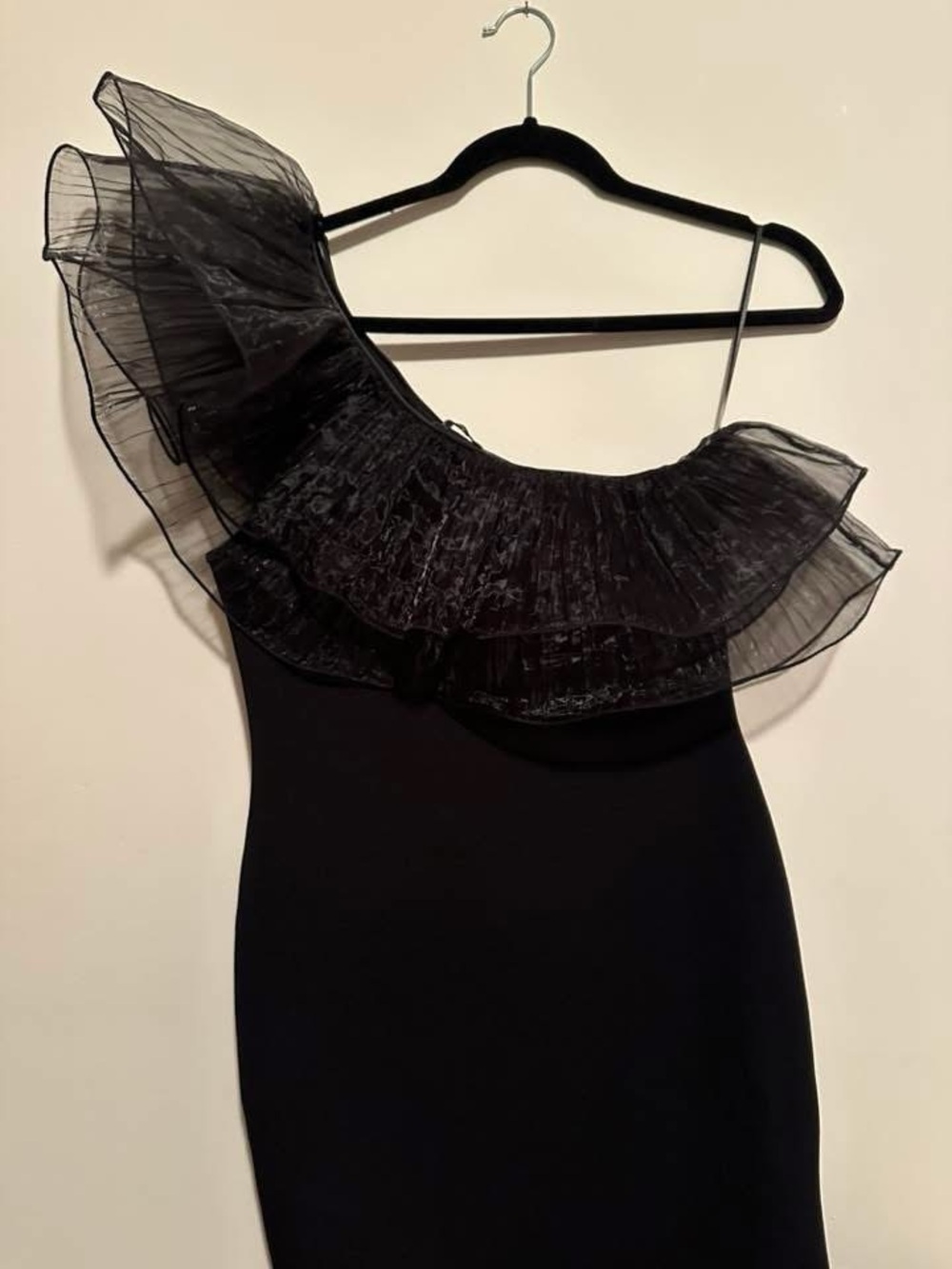 Zara Black One-Shoulder Ruffle Dress